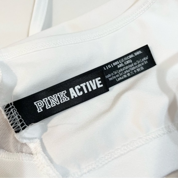 SOLD - PINK Ultimate Lightly Lined Sports Crop Top Bra Cross Back White Large - Picture 7 of 9